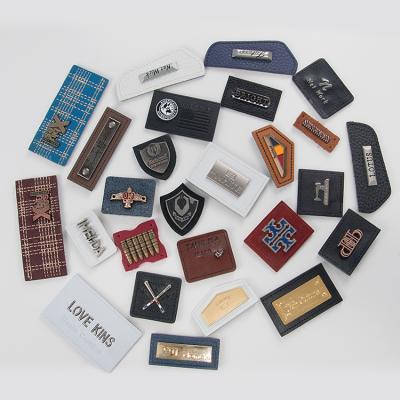 China Sustainable Jeans Accessories Printed PU Tags Custom Logo Design Emboss Custom Leather Patch Metal Leather Labels For Handbags for sale