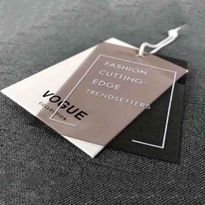 China Sustainable Wholesale Clothing Accessories Custom Brand Logo Apparel Hang Sustainable Labels Apparel Plastic Label Tags for sale