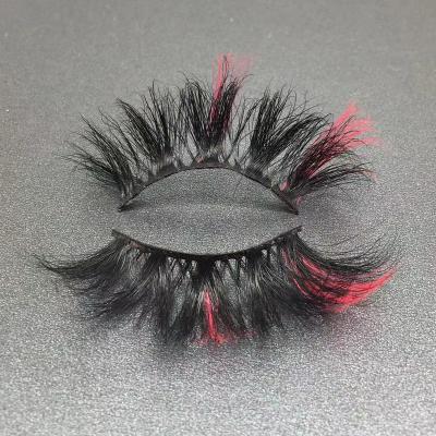 China Waterproof Wholesale 3d Mink Multi Color Strip Lashes Trays Sellers 25mm Mink Eyelash Colored Eyelash Strips for sale