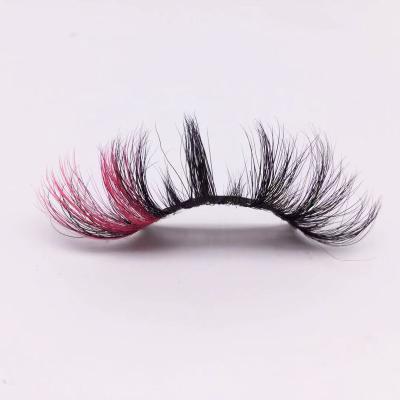 China 3d Colorful Waterproof Fluffy Pink Two Strip Mink Lashes Full Led Lashes 25mm Fluffy Lashes Case Mink Bulk Color for sale