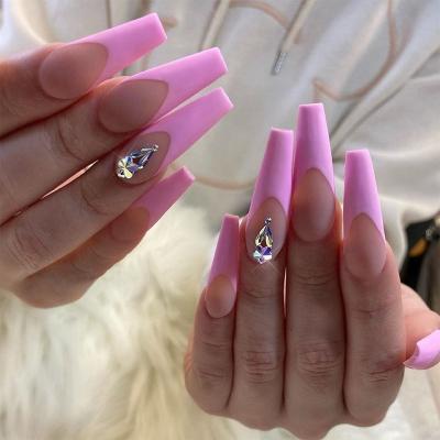 China JP959 Fashion JP959 ABS Rhombus Pink Fake Diamond Acrylic Nail Art Reusable Press On Nails Women Nails Women High Quality for sale