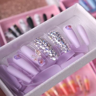 China Fashion Free Sample French Rhinestone Good Style Your Own Logo Brand Nail Art Handmade Women Press On Nail for sale