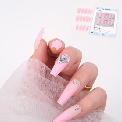 China Hot Selling Fashion Products Gel Glue 24 Pieces Box Luxury Private Label Press On Tips Mix Color Pink Color Press On Nails for sale