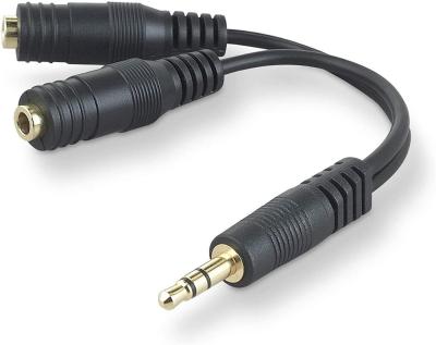 China Audio Cable Jack 1 Splitter Mic Audio Aux Y Stereo Splitter Cable 2 Male to Female 3.5mm Trs Mono Audio Cable for sale