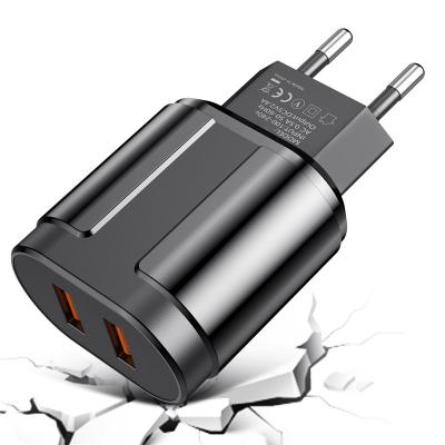 China 5v 2.4a Cell Phone Portable Custom Logo 2 Port Dual Usb Wall Charger For UK US EU for sale