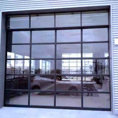 China Modern Automatic Tempered Aluminum Frame Exterior Insulated Sectional Frosted Glass Garage Door With Opener for sale