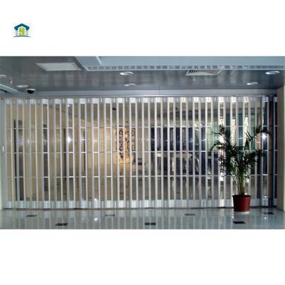 China High Quality Clear PVC Polycarbonate Crystal Automatic Folding Transparent Sliding Grill Doors For Shopping Mall for sale