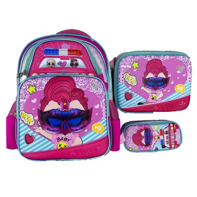 China 2021 Hot sale 3pcs set canvas school bag NEW DESIGN waterproof school bags with wheels bag package for girls for sale