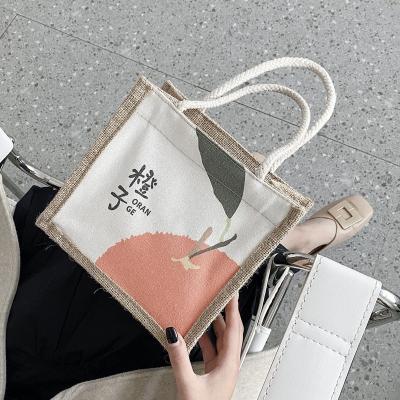 China OEM Wholesale Custom Logo Shopping Jute Tote Bag Manufacturer Printed Jute Jute Bags and Black White for sale