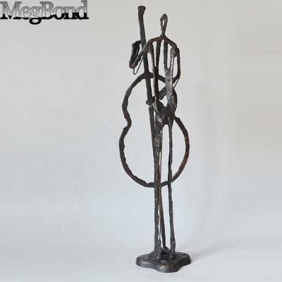 China Europe Cast Metal Violin Cello Player Musician Sculptures/Figurines For Table Top Home Decor for sale