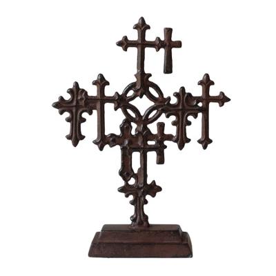 China Europe cast iron CROSS ON STAND for home decor for sale