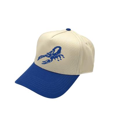 China Hat Maker Custom 5 Panel COMMON Panel Curved Brim Hat With Vintage Logo Embossed Sports Baseball Hats for sale