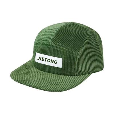 China Fashion Vintage Corduroy 5 Panel Casual Hat JOINT Woven Label Army Green Five Piece Hat for sale