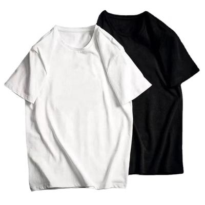 China Wholesale unisex short white black heavy warehouse cotton fabric sleeve cotton fabric short sleeve T-shirt for sale