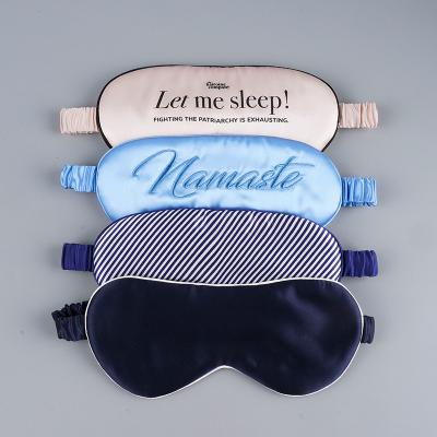 China Anti-Puffiness 22mm Crepe Satin Eye Sleep Mask Double Layer Silk Cloth Plain With Elastic Band For Travel Sleep Silk Eye Mask for sale