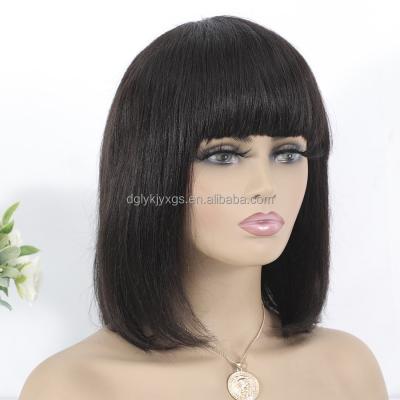 China Bobo Hair Wigs Sliky Straight HL12 Remy Hair Human Wig Bangs Bobo Straight 8-16inch For Black Women for sale