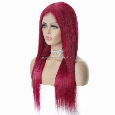 China Straight Wine Red 99J Hair Wigs 12-24inch T-part Wave HL26-99 Remy Hair Human Wig Body Bangs For Black Women for sale