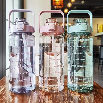 China Eco-Friendly Sustainable Reusable BPA Free Half Gallon Plastic Water Bottle With Straw Lid for sale