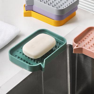 China Eco-Friendly Bathroom And Kitchen Silicone Soap Dish Sponge Holder Tray For Bathroom And Kitchen for sale