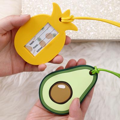 China Custom Cute PVC Fruit Travel Luggage Tag Baggage ID Labels ID PVC Tag For Bag Suitcase Name Sticker for sale