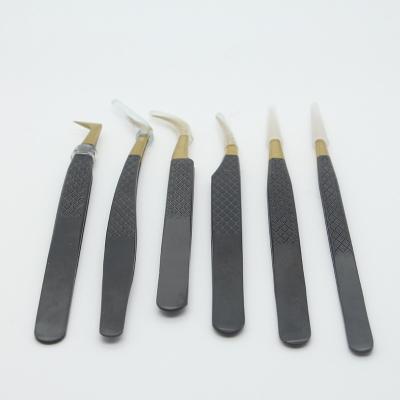 China Stainless Steel Logo Eyelash Tweezers Custom Made Professional Eyelash Extension Tweezers New Style Eyelash Makeup Work Model for sale