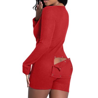 China Wholesale QUICK DRY Red Heart Printing Valentine Day Red Adult Sexy Onesie For Women With Butt Flap for sale