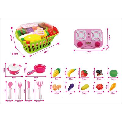 China Sachikoo Girl Plastic Fruit Basket Can Cut Fruit Vegetable Tableware Cooking Tools Supermarket Toys Children Pretend Play Toy for sale