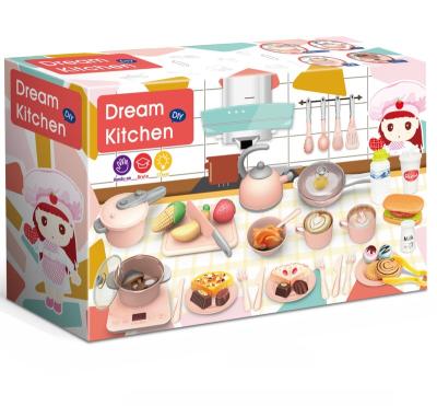 China Children's toys education kitchen toys children light up toys set colorful cooker tableware toys pretend play for sale