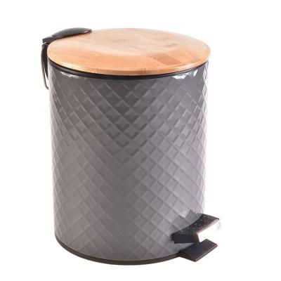 China Newest Sustainable Recycled Round Rubbish Bin Dust Bin With Bamboo Lid for sale