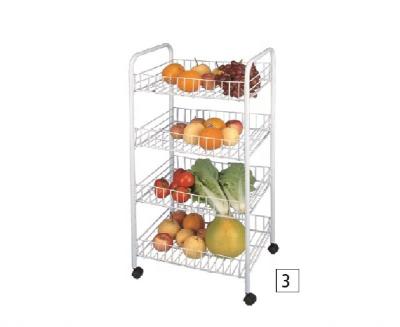 China Sustainable 3 Tier Metal Kitchen Organizer Cart Storage Rack With Powder Coated Finish for sale