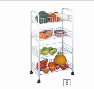 China Eco - Friendly 4 Tier Metal Wire Kitchen Storage Rack With Wheels for sale