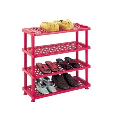 China High Quality Nice Price Portable Shoe Shelves Standing 4 Tier Stackable Plastic Shoe Rack for sale