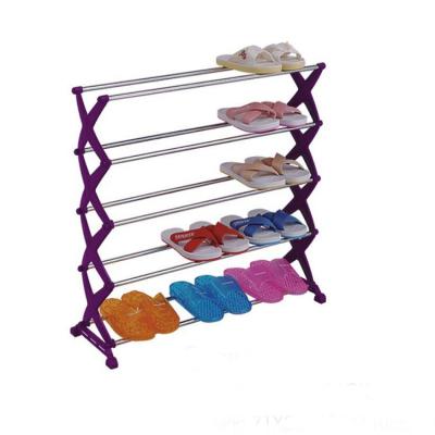 China Eco - Friendly Adjustable 5 Tiers Shoe Rack With Black Plastic Leg for sale