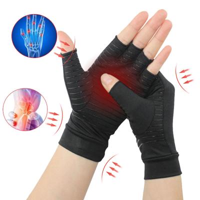 China Free Sample Magnetic Copper Adjustment Arthritis Fingerless Compression Gloves Anti-Slip for sale