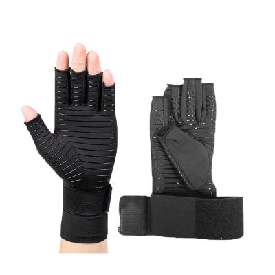 China Factory Price Copper Compression Anti-Slip Arthritis Gloves With Brand Adjustable Elastic Strap For Carpal Tunnel for sale