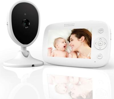 China PAN-TILT 2021hot sale HD LCD night vision audio temperature 4.3 inch white camera wireless power sensor adapter baby monitor for sale