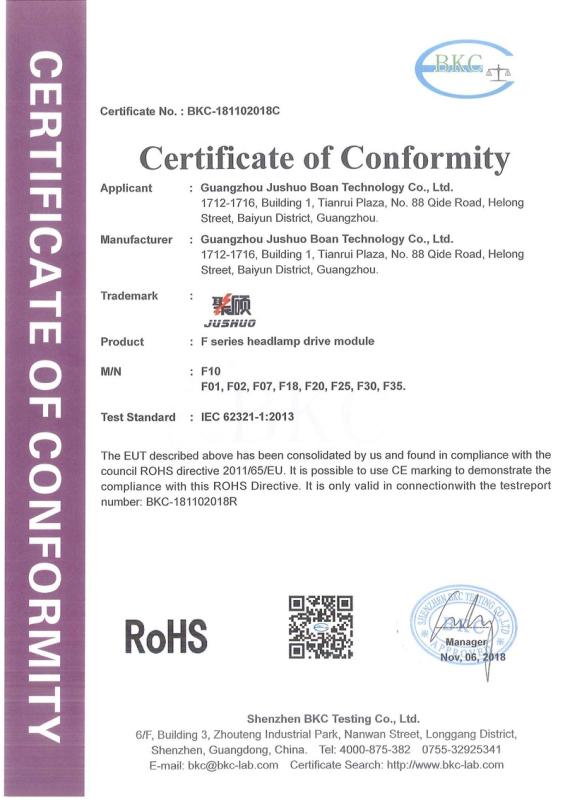 RoHS - Guangzhou Jushuo Boan Technology Co., Ltd.