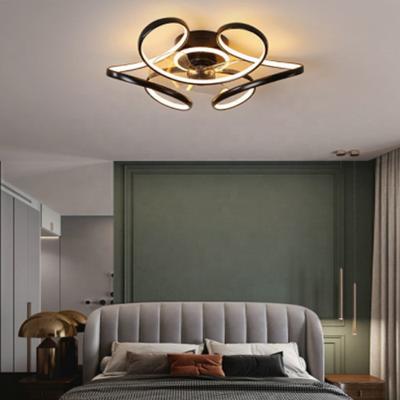 China New Design Good Quality Modern Creative Folding Blade LED Ceiling Fan Transparent Hidden Light for sale