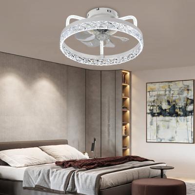 China Modern Decorative PC Glass Crystal Material Led Ceiling Fan Lamp Living Room Dining Room Ceiling Fan Light for sale