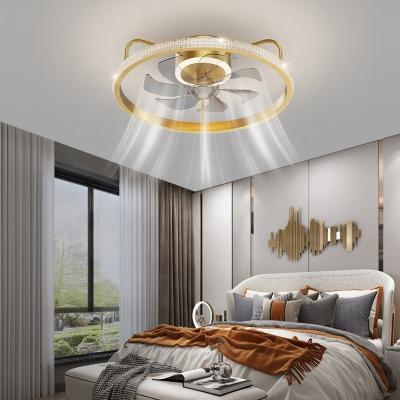 China Modern Stylish Luxury Modern Ceiling Fan Light Aluminum Acrylic Fan Light Black And Gold for sale