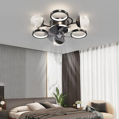 China Modern Indoor Smart Remote Control Three-color Fan Ceiling Light Innovative Design Stepless Dimming European Modern Fan Light for sale