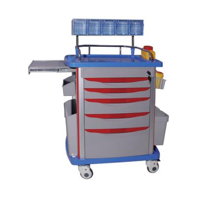 China Traditional Portable ABS ICU Drugs Manufacturer Hospital Furniture Procedure CPR Resuscitation Accident Cart Plastic Medical Emergency Cart for sale