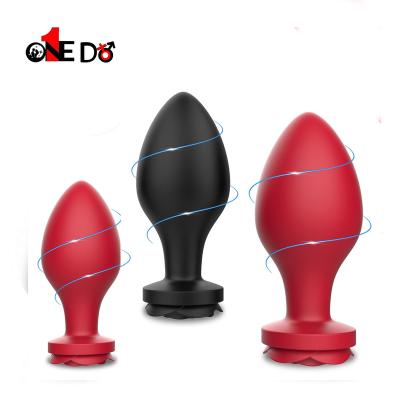 China Sucker Vibrator Sex Toys Women Onedo Drop Shipping Silicone Rose Sex Toys Rose Butt Massager Black Anal Plug Set for sale