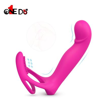 China Onedo Rechargeable Remote Men's Anal Vibrating Dildo G-String Vibrating Modes 2*9 Spot Sex Silicone Cock Penis Ring Vibrator Female Anal Cock Ring For Couples for sale