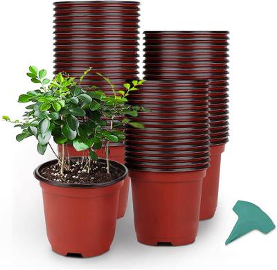 China CLASSIC 100mm Diameter 90mm Diameter 70mm Double Color Flower Pots Top Height Plastic Plant Bottom for sale