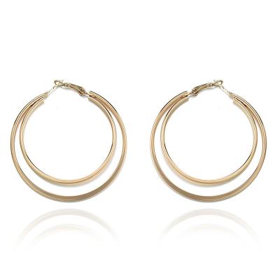 China European and American fashion casual/sports personality exaggerated creative earrings tend large double circle earring temperament net women r for sale