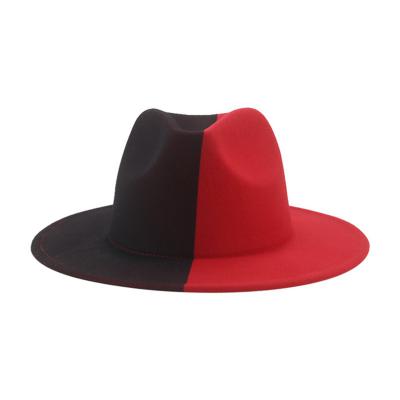 China European and American flat brim jazz fashion party autumn and winter fashion Yin-Yang color wool felt hat top hat for sale