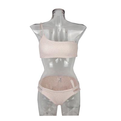 China Breathable Breathable Shoulder Stain White And Pink Bikini for sale