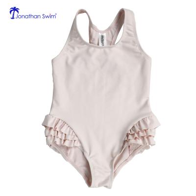 China Custom Ruffle OEM Color Anti-UV Soild Fashion Kids One Piece Swimwear for sale