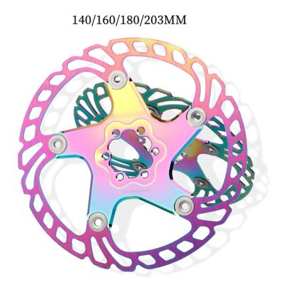 China Colorful Light Alloy Rainbow MTB Disc Brake Rotor CNC Road Bike Brake Disc 140/160/180/203mm Rainbow Rotor Full For the bike for sale